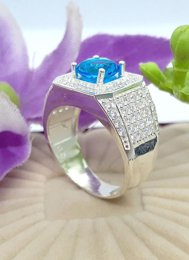 Nhẫn nam bạc 925 gắn đá 100% chất liệu bạc không xi mạ Bạc Quang Thản - NNA9â