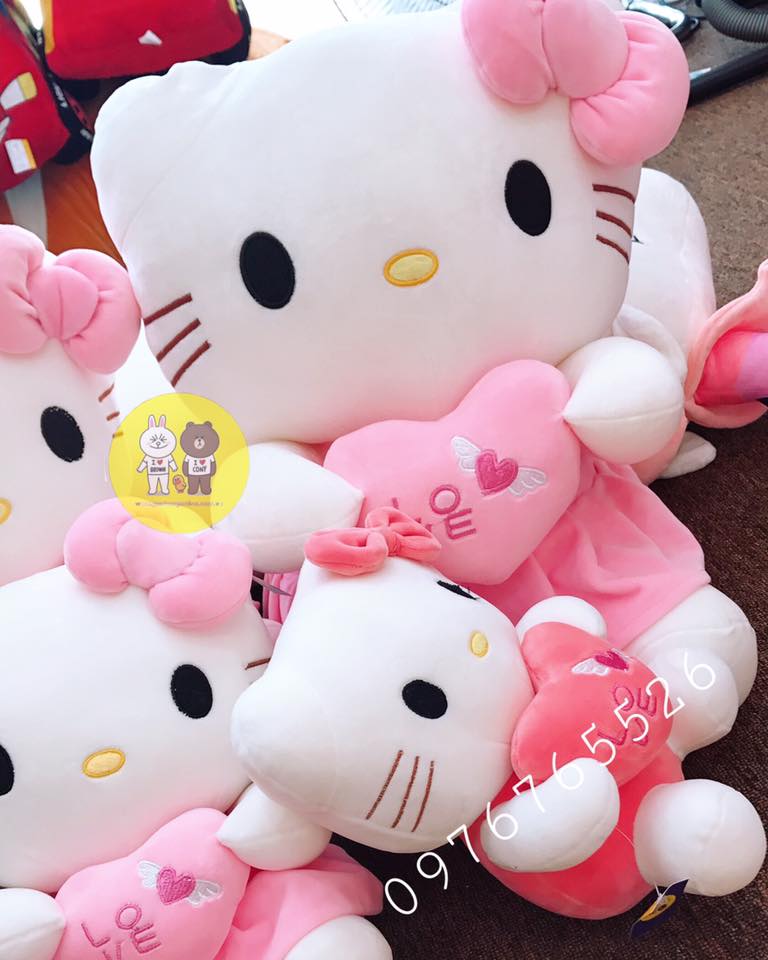 Gấu bông mèo Hello Kitty váy hồng kích thước 30-40-55cm