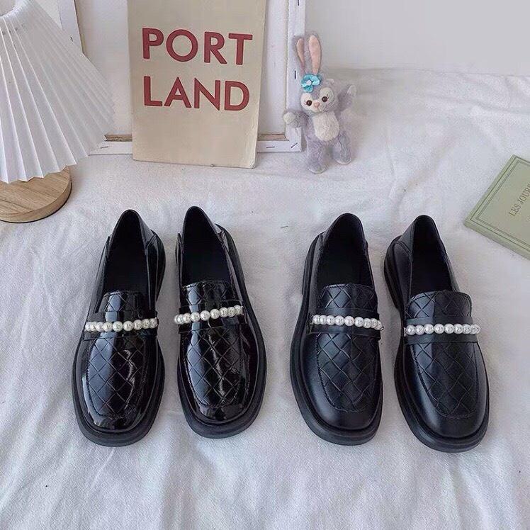 Giày LOLITA nữ da bóng, da lì ulzzang phong cách Hàn Quốc - GIÀY TÂY ĐÍNH NGỌC SANG CHẢNH