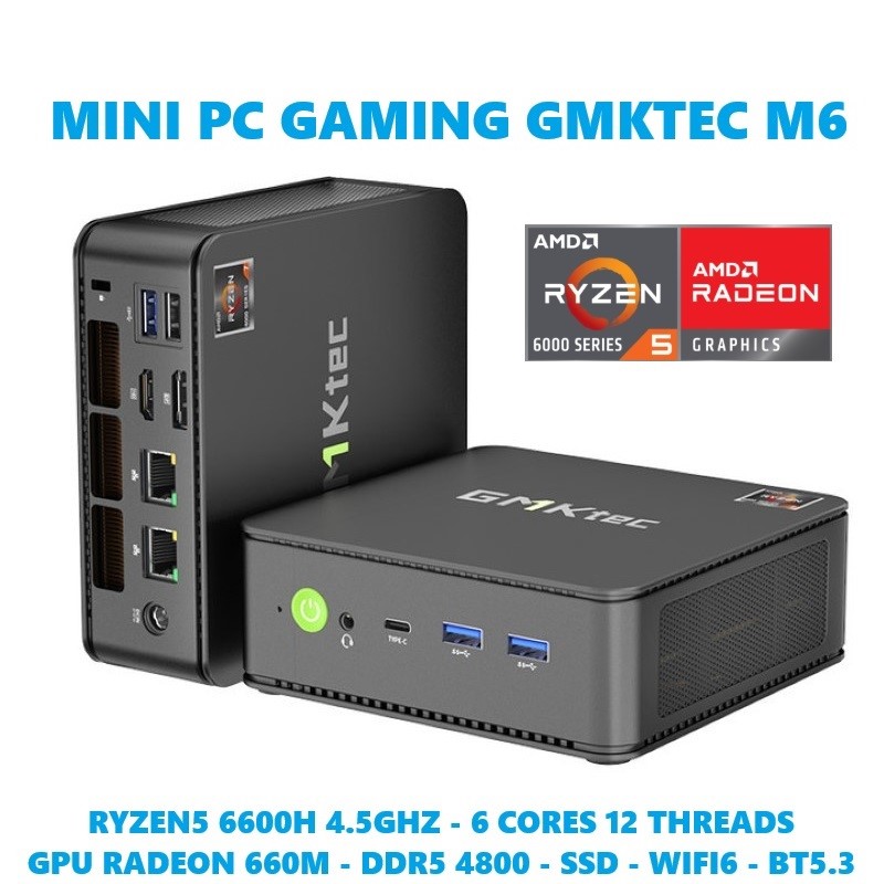 Máy Tính Mini Gaming GMKTEC M6 Ryzen 5 4.5Ghz DDR5 4800 cấu hình mạnh , hỗ trợ xuất hình 4K60hz hàng nhập khẩu