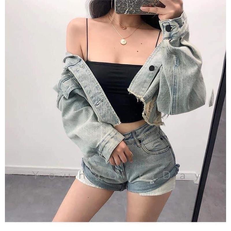 ÁO 2S CROPTOP ĐEN TRẮNG