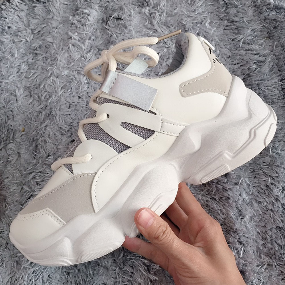 Giày thể thao/Sneakers nữ Đế Sóng Chữ Hàn Nâng Chiều Cao Kèm Tất Gấu (Mã 231)