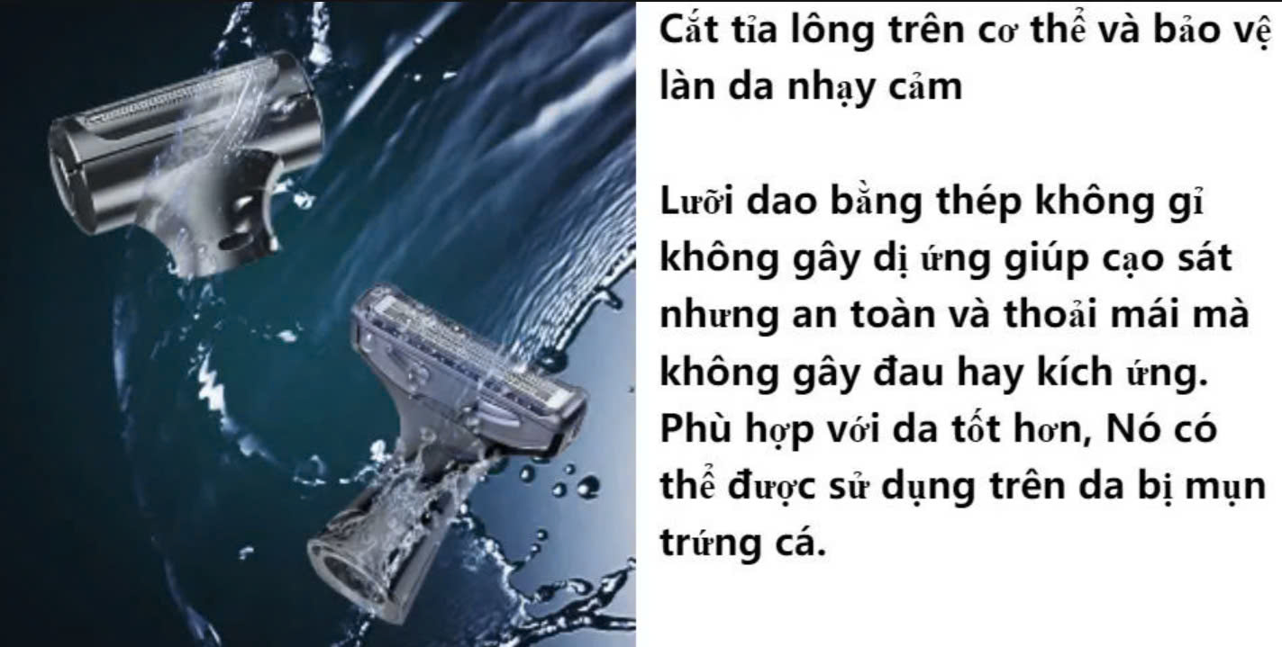 Máy Cạo Lông Đa Năng Vùng Kínn Cho Nam Nữ Công Nghệ Thiết Kế Đặc Biệt 3 Lưỡi Dao An Toàn Tuyệt Đối Cho Vùng Da Nhạy Cảm Tẩy Lông Đời Mới Không Dây Dùng Pin Sử Dụng Liên Tục toàn thân triệt lông thẩm mỹ phái đẹp thiết kế nhỏ gọn dễ dàng mang theo cao cấp