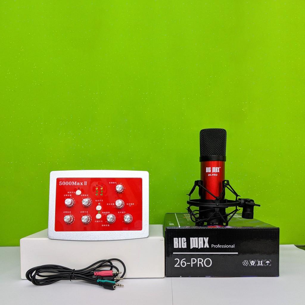 combo micro Big max 26 pro + sound card HF5000 thu âm livestream karaoke auto tune đủ hiệu ứng