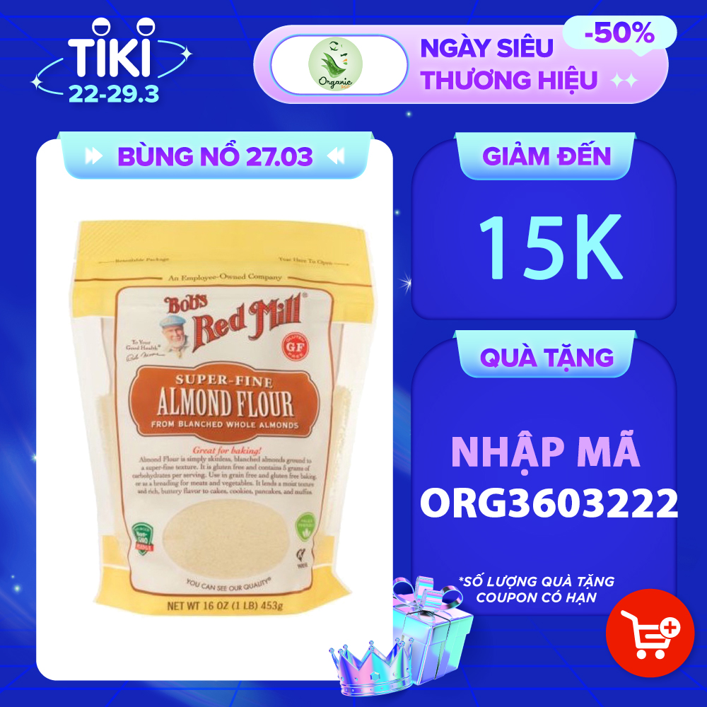 Bột hạnh nhân đã lột vỏ 453gr Almond Flour (banched) - Bob's Red Mill