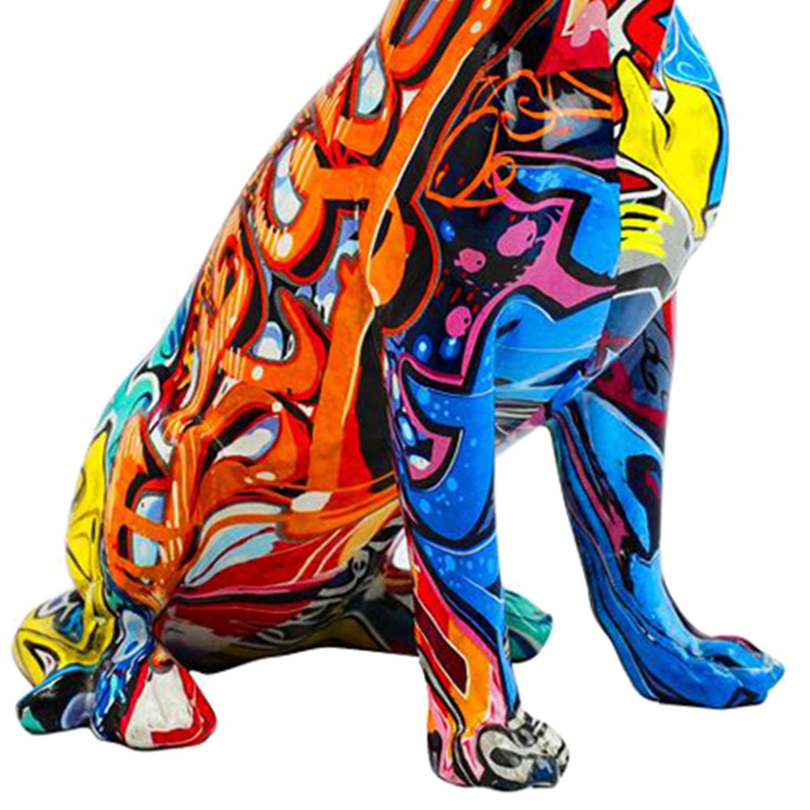 Colorful Dog Figurine Resin Craft Animal Dog Statue Sculpture for Home Decoration