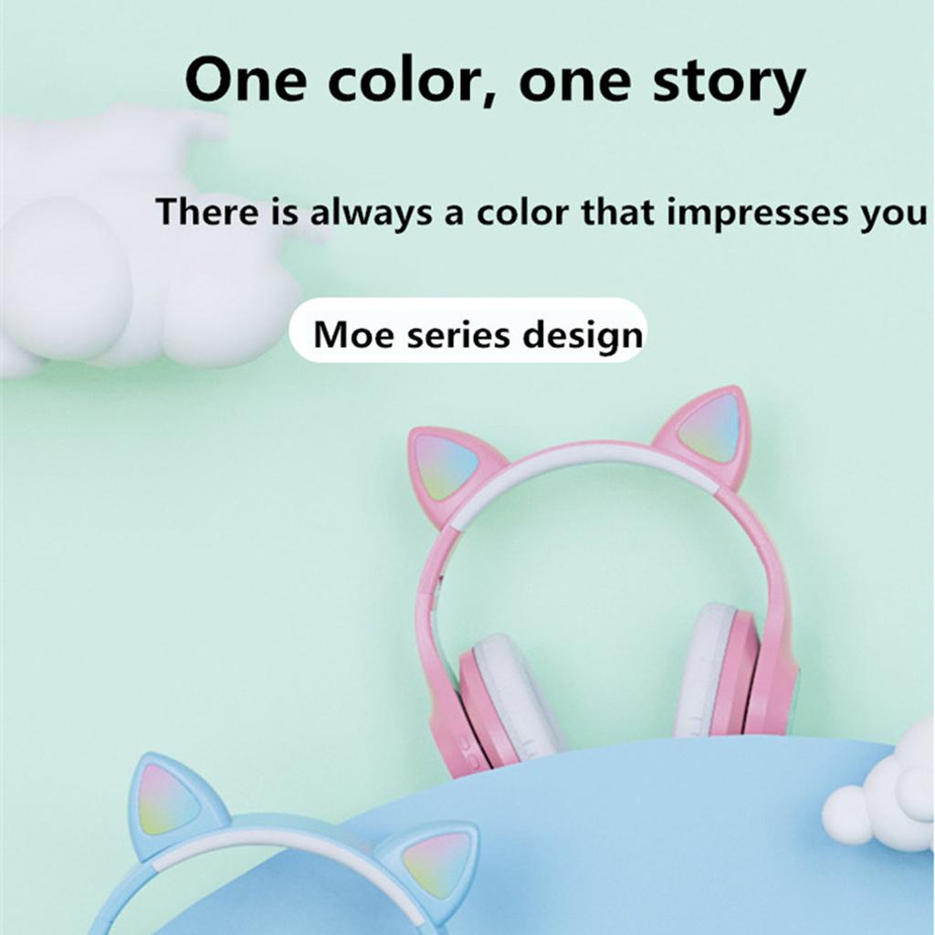 Tai Nghe Bluetooth 5.0 Không Dây Hình Tai Mèo Có Đèn Led Phát Sáng A11