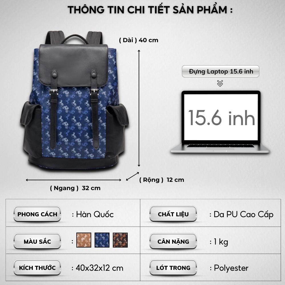 Balo da thời trang nam nữ da PU cao cấp chống thấm nước cặp đi học đi chơi ulzzang balo đựng laptop 15.6 inh -