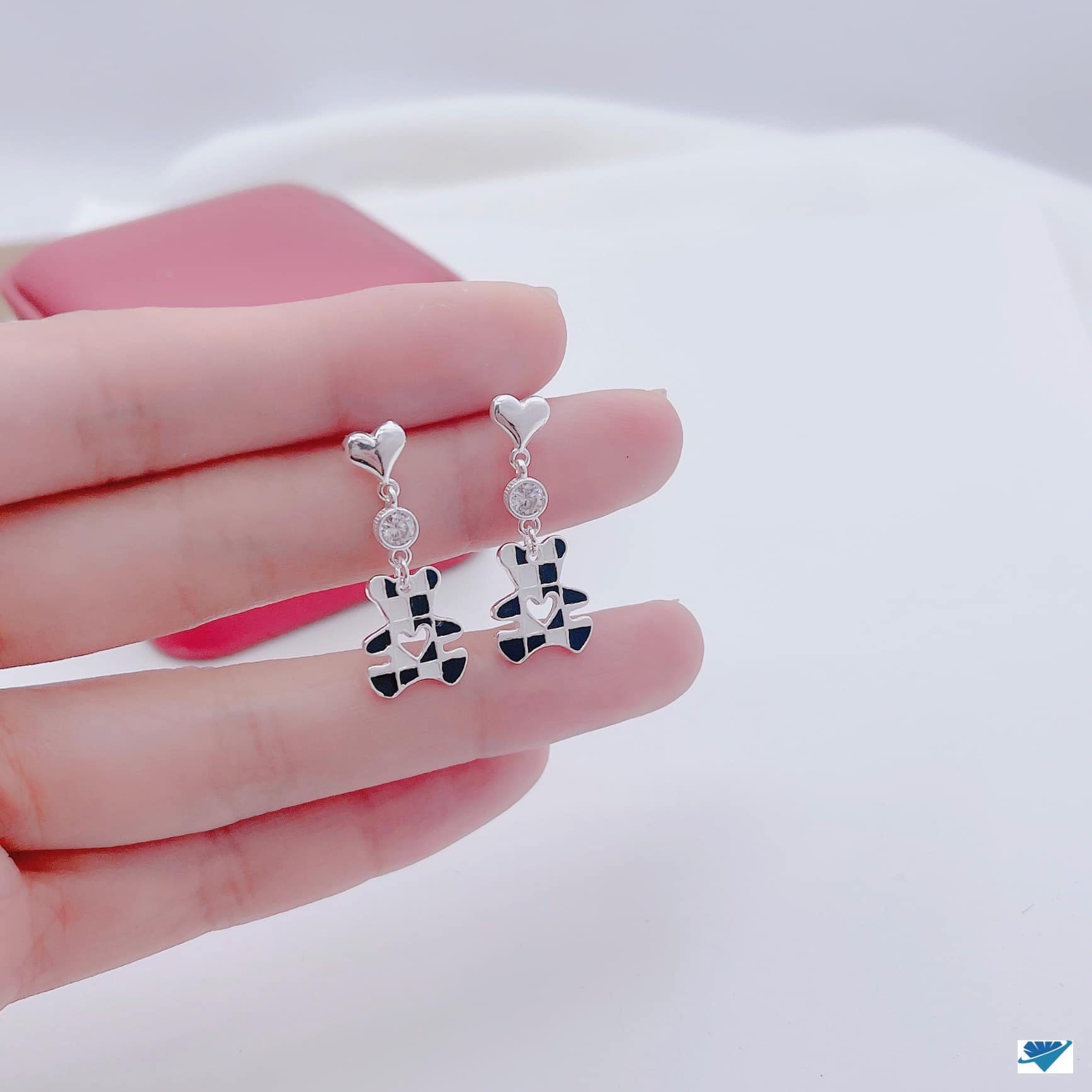 Bông tai bạc hình gấu chất liệu bằng bạc s925 MS008a