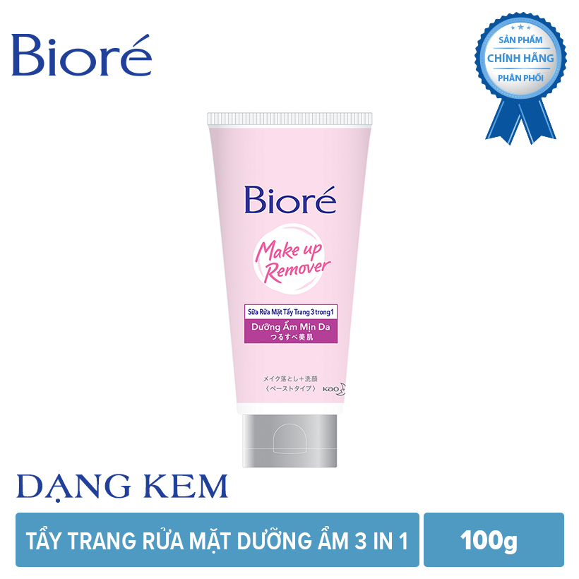 Sữa Tẩy Trang Rửa Mặt 3 Trong 1 Dưỡng Ẩm Mịn Da Biore (100g)