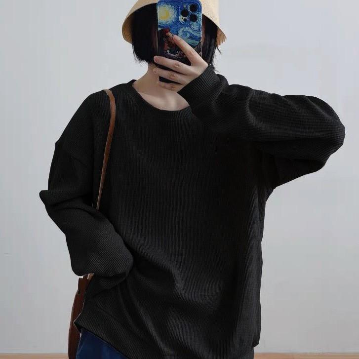 Áo sweater dài tay, áo thu đông dáng rộng cho nữ