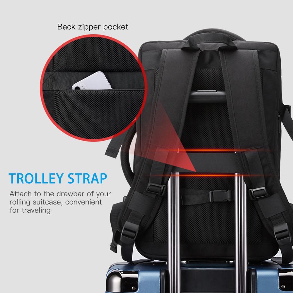 Ba lô mang theo có thể mở rộng với cổng sạc USB Ba lô du lịch Weekender phù hợp với máy tính xách tay 15,6 inch cho nam và nữ