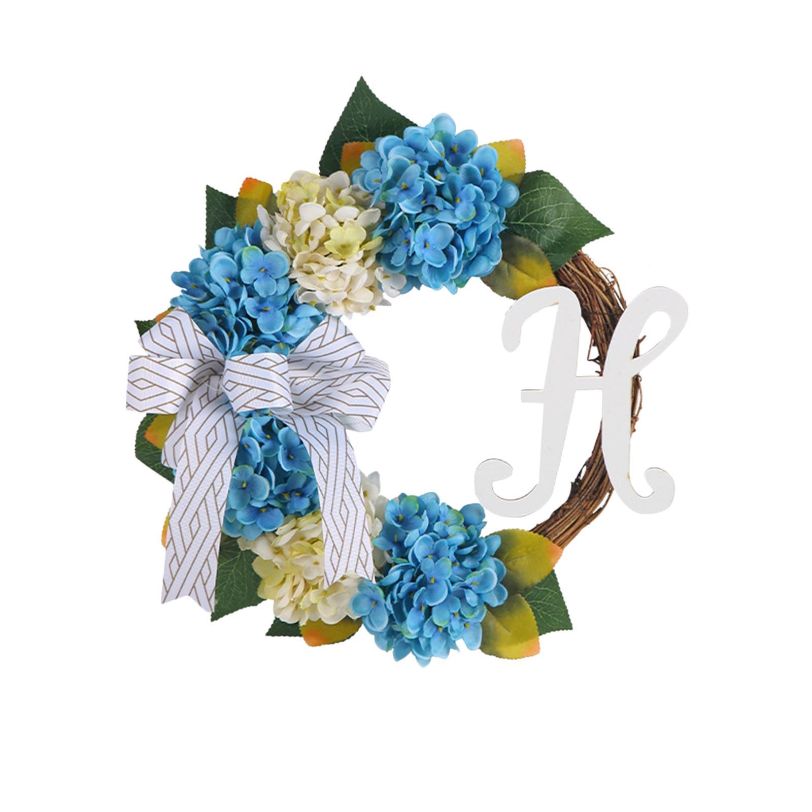 Hydrangea Wreaths Front Door Greenery Flower Garland Indoor Outdoor with Bow Artificial Flowers Wreath Cottage Wreath for Celebration Easter