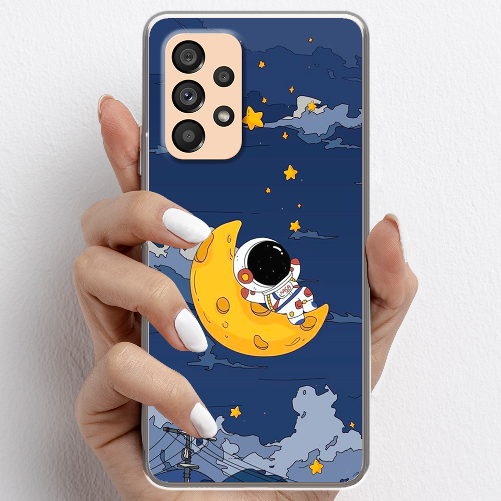 Ốp lưng cho Samsung Galaxy A72, Samsung Galaxy A73 5G nhựa TPU mẫu Phi hành gia trăng vàng