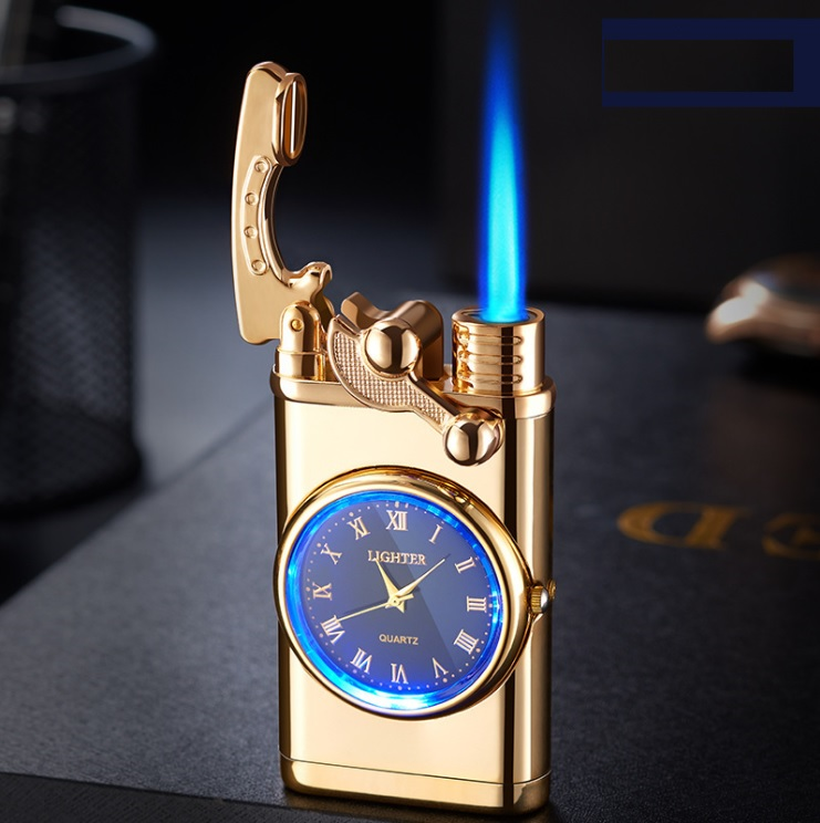 Hộp Quẹt Đồng Hồ, Bật Lửa Đồng Hồ tích hợp độc lạ, Mạ Vàng 2 in 1