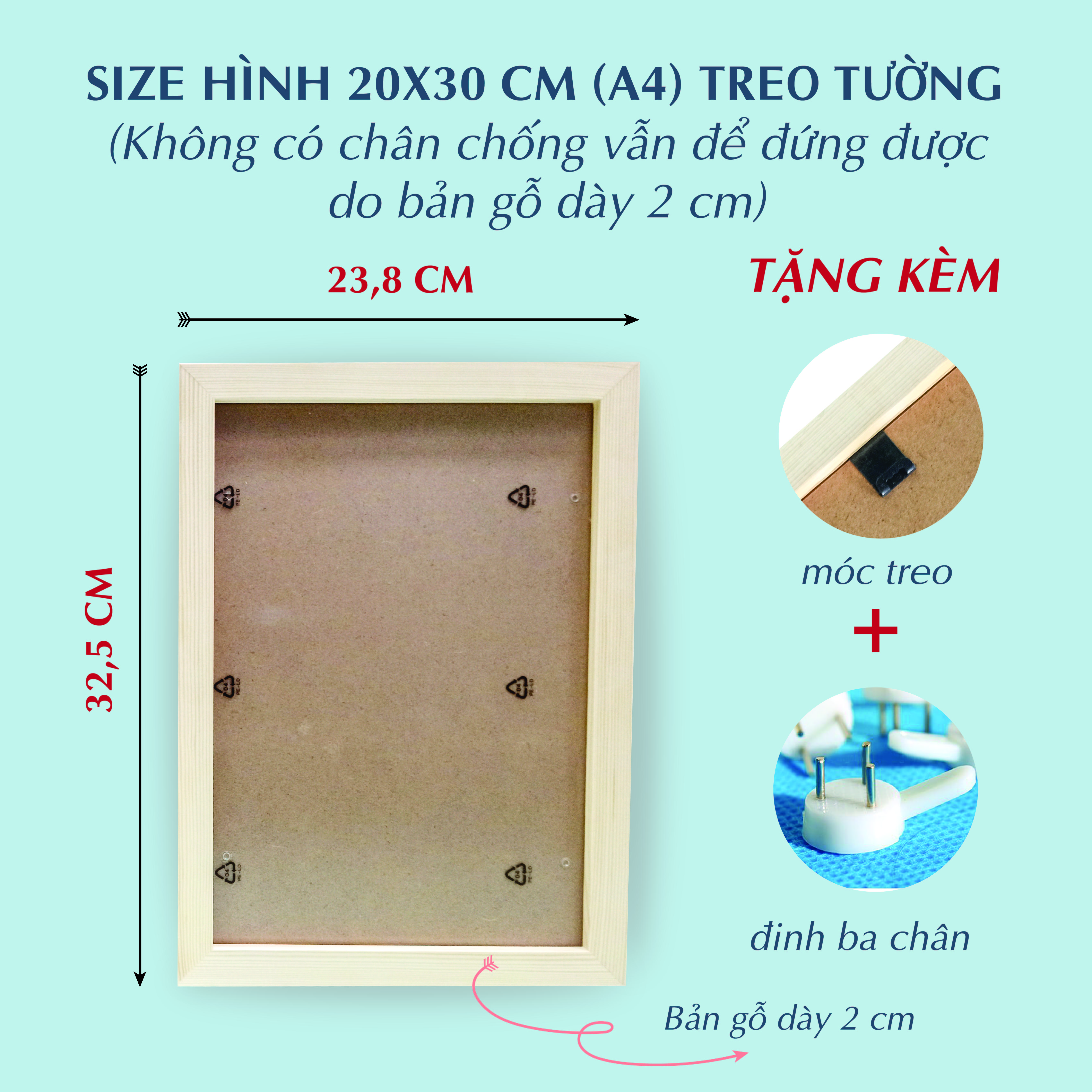 Khung ảnh để bàn, treo tường gỗ thông 20x30 (a4) gỗ thông nguyên khối