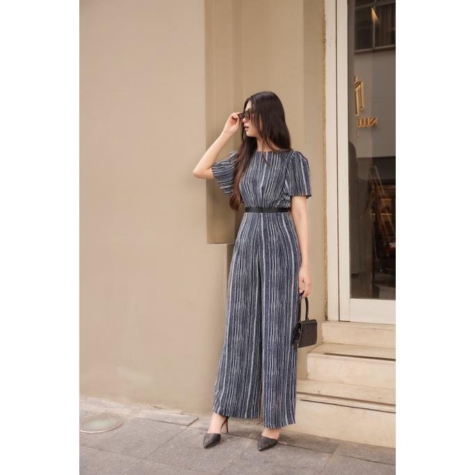 Jumpsuit nữ ống suông, tay loe, cổ thuyền, chất liệu cotton linen nhẹ mát CLARA MARE JUM4003