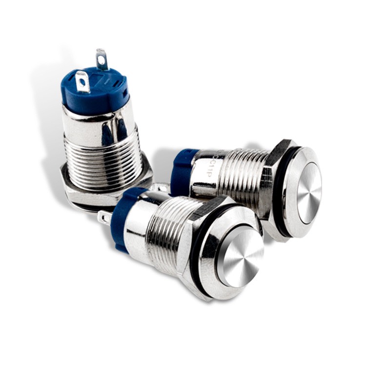 Nút nhấn Reset, Công tắc nhấn tự nhả 12mm Có đèn LED, Vỏ INOX chống thấm nước