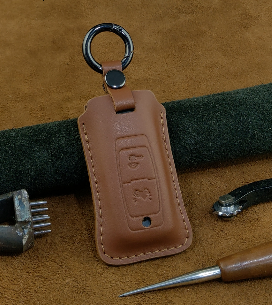 Bao da chìa khóa Handmade SH 150i / SH 350i 2 nút bấm da bò thật dạng dẹp - hàng chính hãng