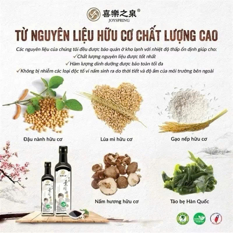 Dầu Hào Chay Hữu Cơ Từ Nấm JoySpring Chai 210ml 500m - Gia Vị Cho Các Món Ăn Chay, Ăn Kiêng, Healthy
