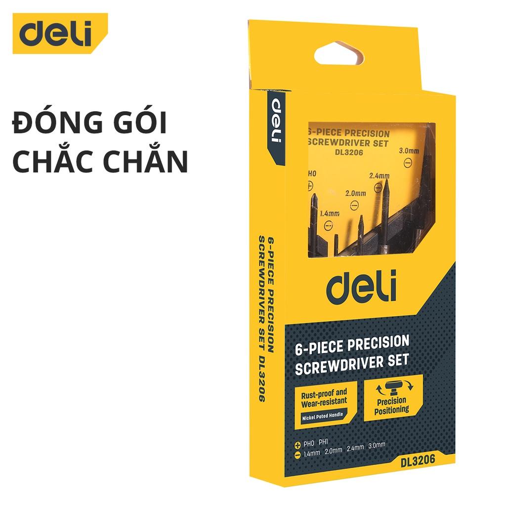 Bộ Tua Vít Đa Năng 6 Chiếc Deli Cao Cấp Chính Hãng - Nhỏ Gọn, Tiện Ích, Dễ Dàng Sử Dụng - Thiết Thể Đẹp Mắt - EDL3206