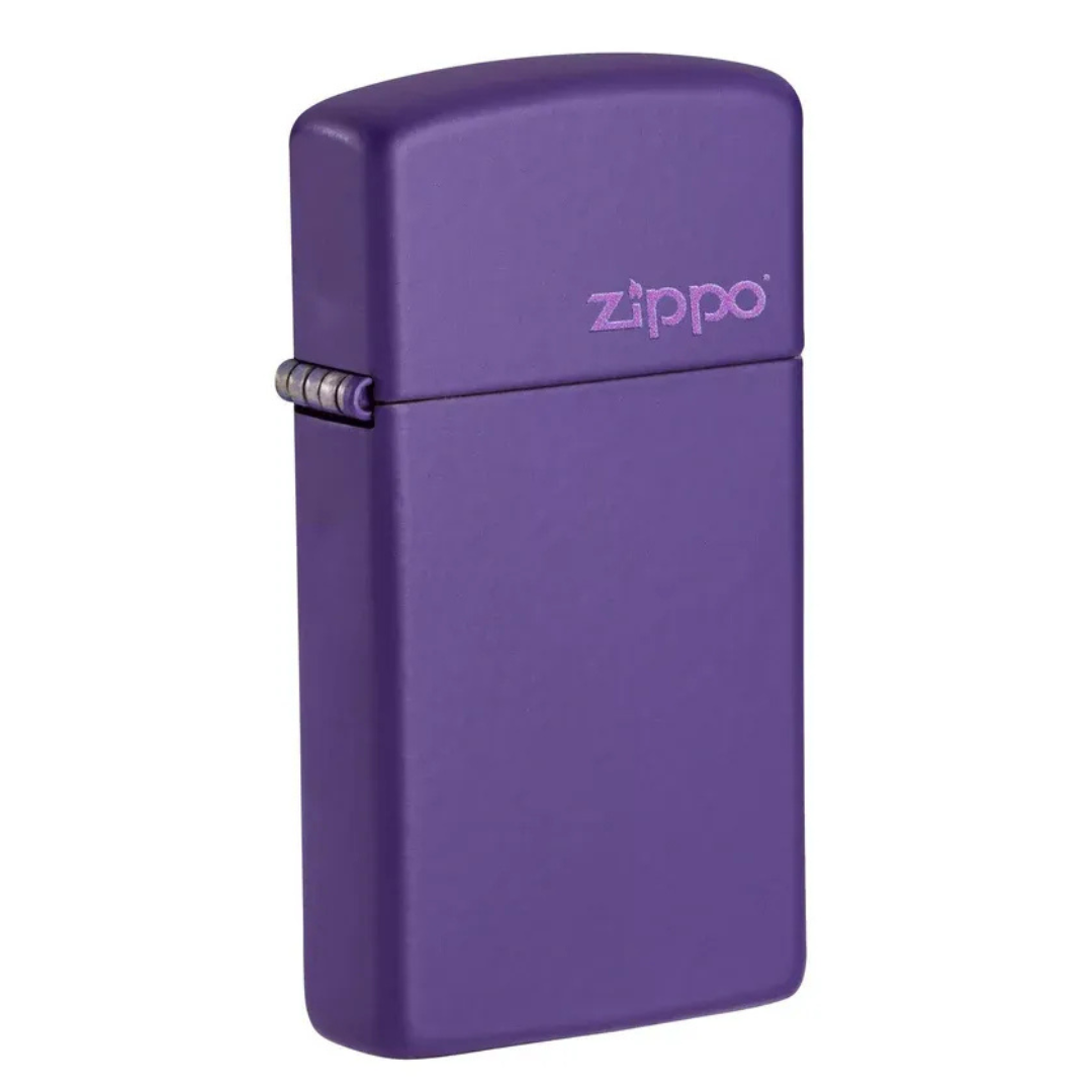 Bật lửa Zippo Slim Purple Matte - Dòng Vỏ Mảnh Sơn Tĩnh Điện Tím Khắc Logo Laser Chính Hãng Mỹ