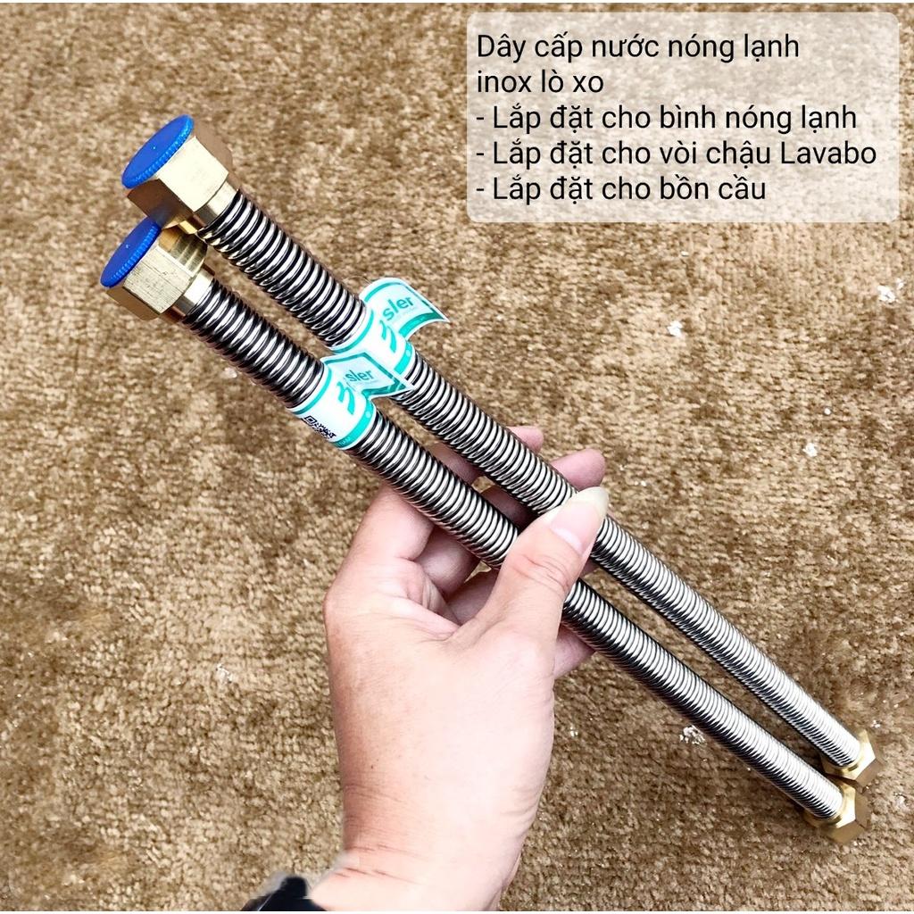 Dây cấp nước nóng lạnh inox 304 chính hãng Brasler lắp đặt cho bình nóng lạnh, bồn cầu, chậu rửa mặt