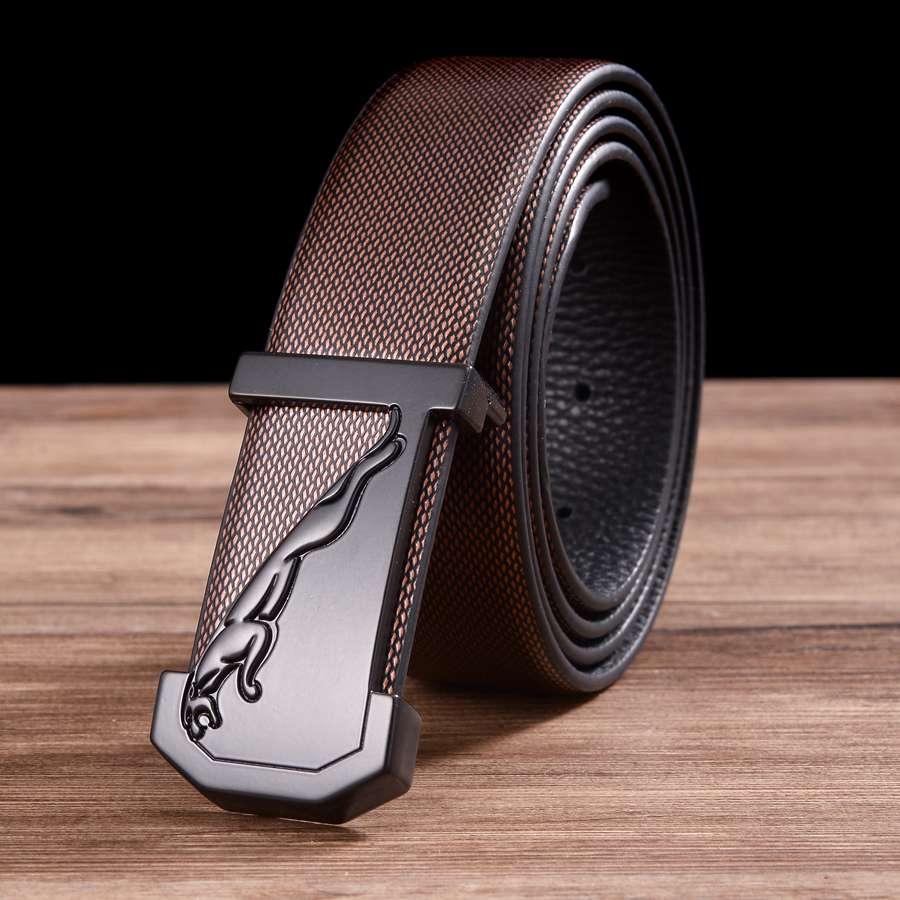 Men’s Leather Dress Belt Fashion Leather Waistband New Plate Buckle Belt Width:33mm