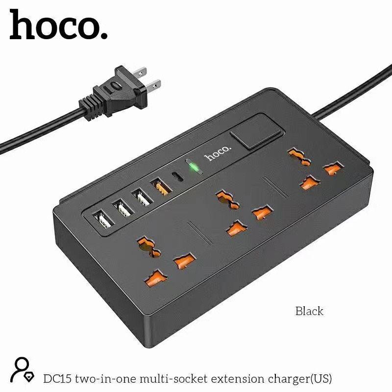 Ổ Cắm Điện Đa Năng Hoco DC15 - Sạc nhanh PD18W, QC18W Hỗ Trợ Cổng Type-C, AC & 4 Cổng USB Tiện Dụng - Hàng Chính Hãng