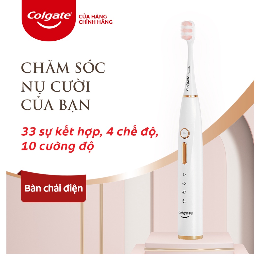 Bàn chải điện Colgate trắng sáng răng công nghệ sóng âm với 33 chế độ chăm sóc nướu