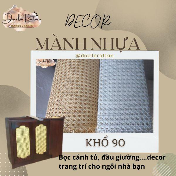 [KHỔ 90] Mành lưới nhựa giả mây mắt cáo màu VÀNG, màu TRẮNG CÓ VÂN bọc cảnh cửa, cánh tủ, đầu giường decor và trang trí