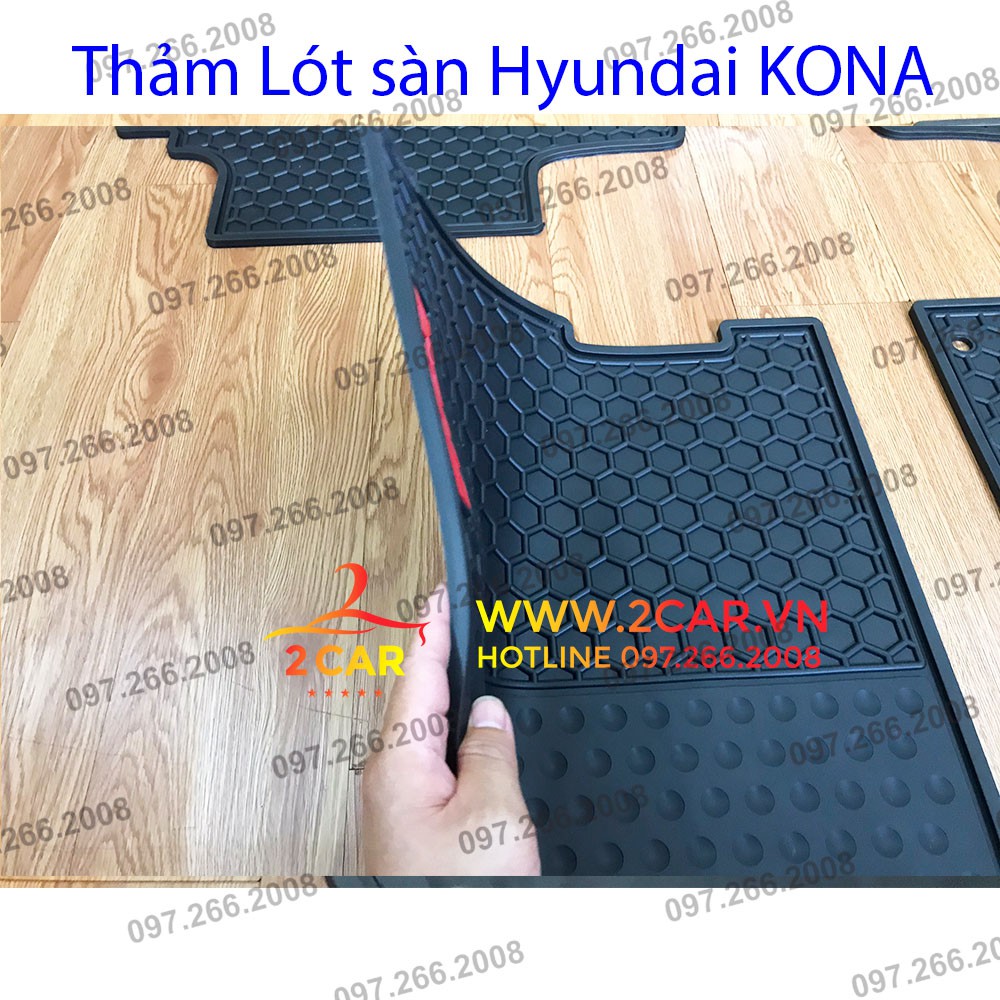 Thảm lót sàn cao su xe Hyundai KONA 2018- 2021, 2022 không mùi, Hàng đúc dày theo xe, không mùi cao cấp