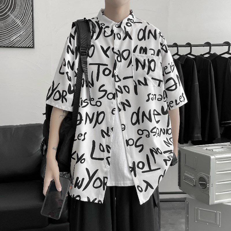 Áo sơ mi nam in chữ TOK kiểu mẫu cực hot