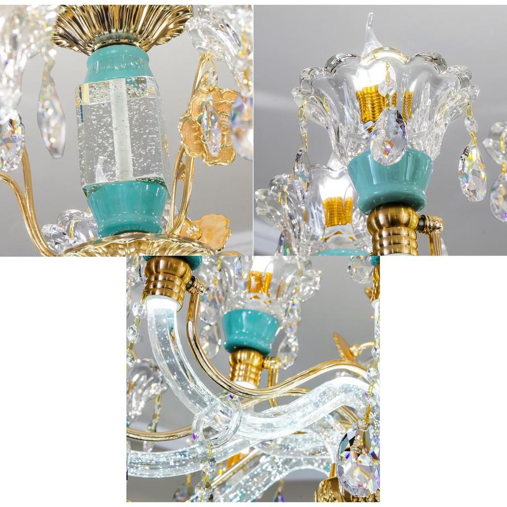Đèn chùm pha lê hiện đại trang trí nội thất sang trọng loại 15 tay - kèm bóng LED chuyên dụng.