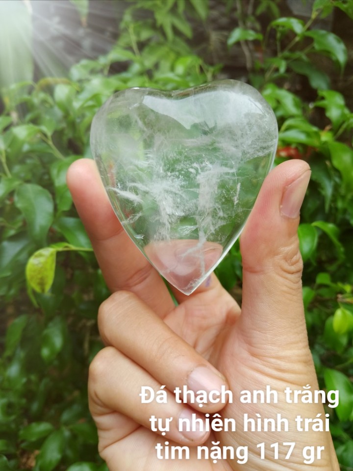 Trái Tim Đá Thach Anh Trắng, Đá Trang Trí, Sưu Tầm, Chặn Giấy - Đá Phong Thủy