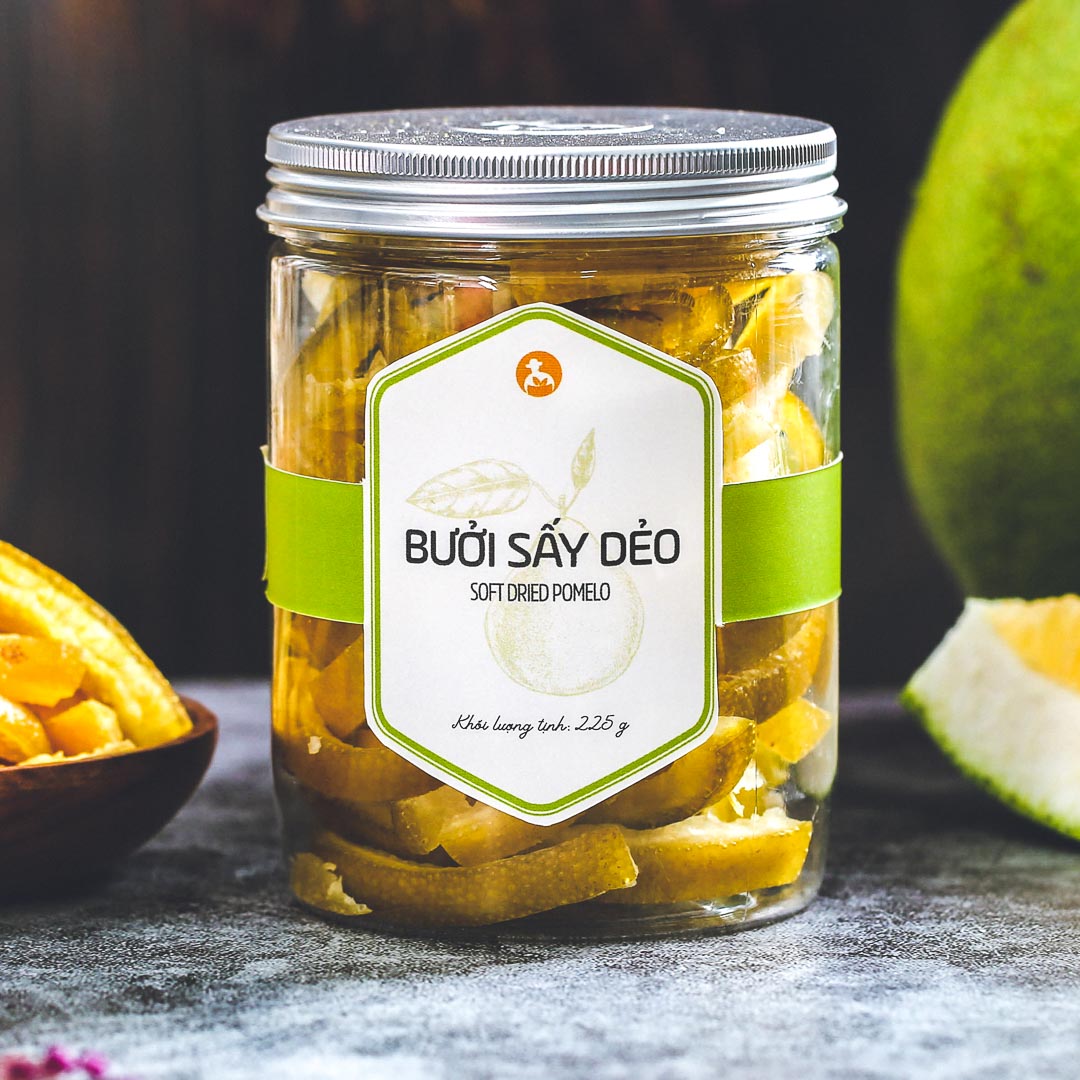 Bưởi sấy dẻo L'angfarm, 225g, hũ, mẫu nắp nhôm