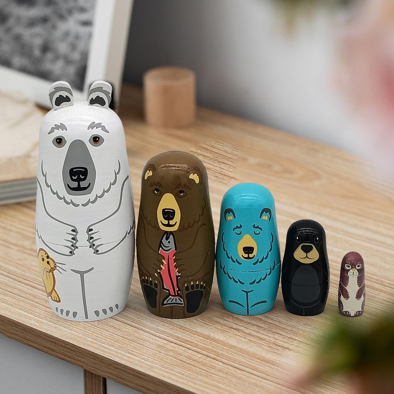 5Pcs Russian Nesting Dolls Decoration Matryoshka for Kids Christmas Children