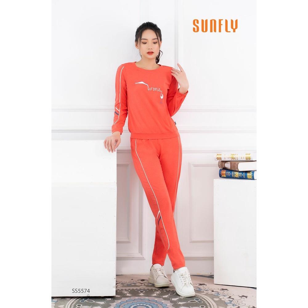 SS5574 Bộ đồ nữ mặc nhà thể thao cotton áo dài, quần dài