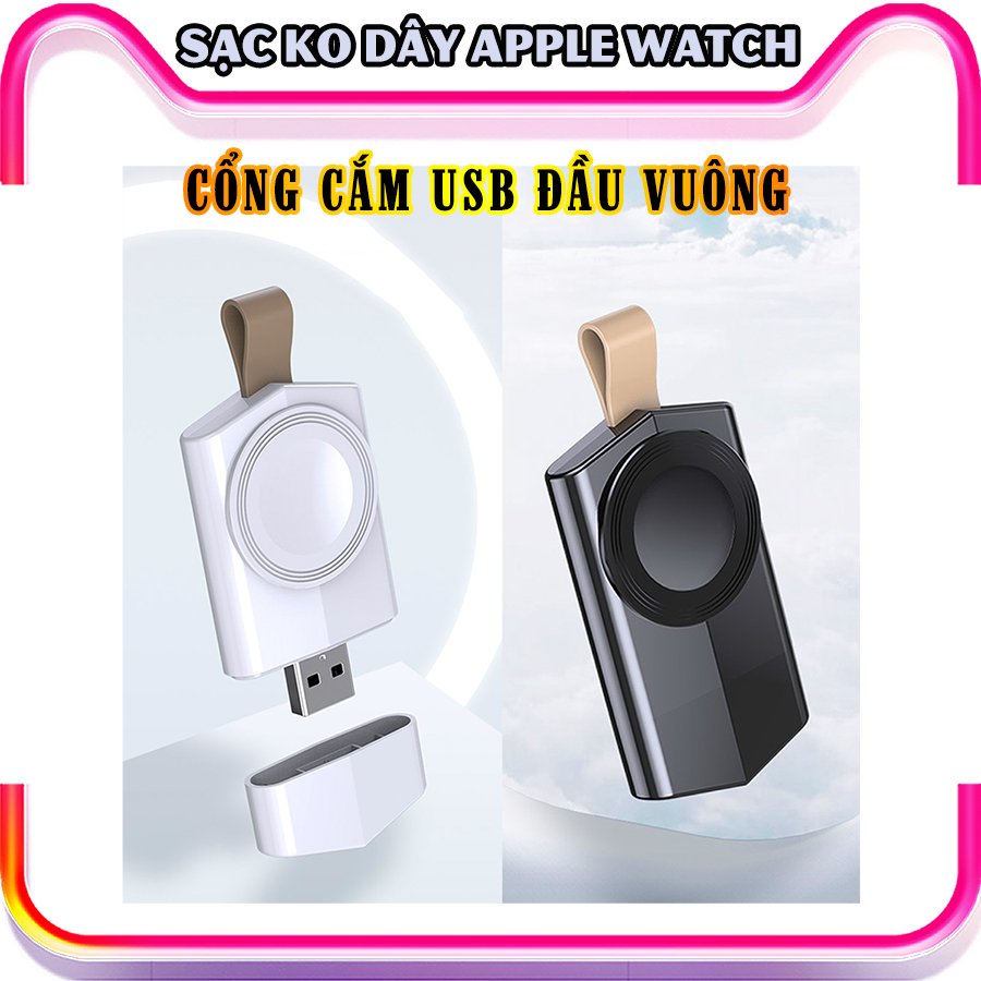 Đế Sạc Không Dây dành cho đồng hồ thông minh Apple Watch 38/40/42/44mm Series 1/2/3/4/5/6/Se cổng cắm USB cao cấp loại bỏ túi (Mã 886) - Trắng, Đen