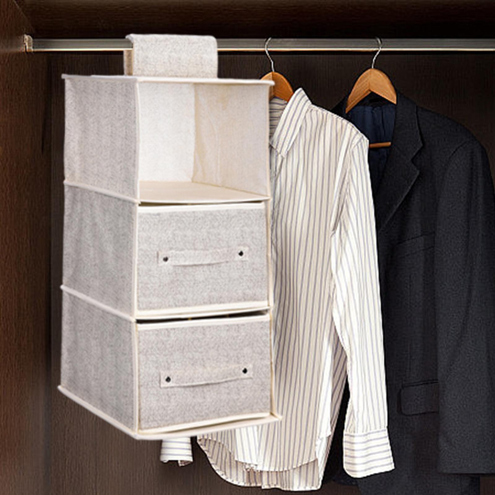 Hanging Closet Organizer with Drawers Wardrobe Storage Bag Portable Hanging Shelf for Bedroom for Shirts Socks Jeans Sweaters