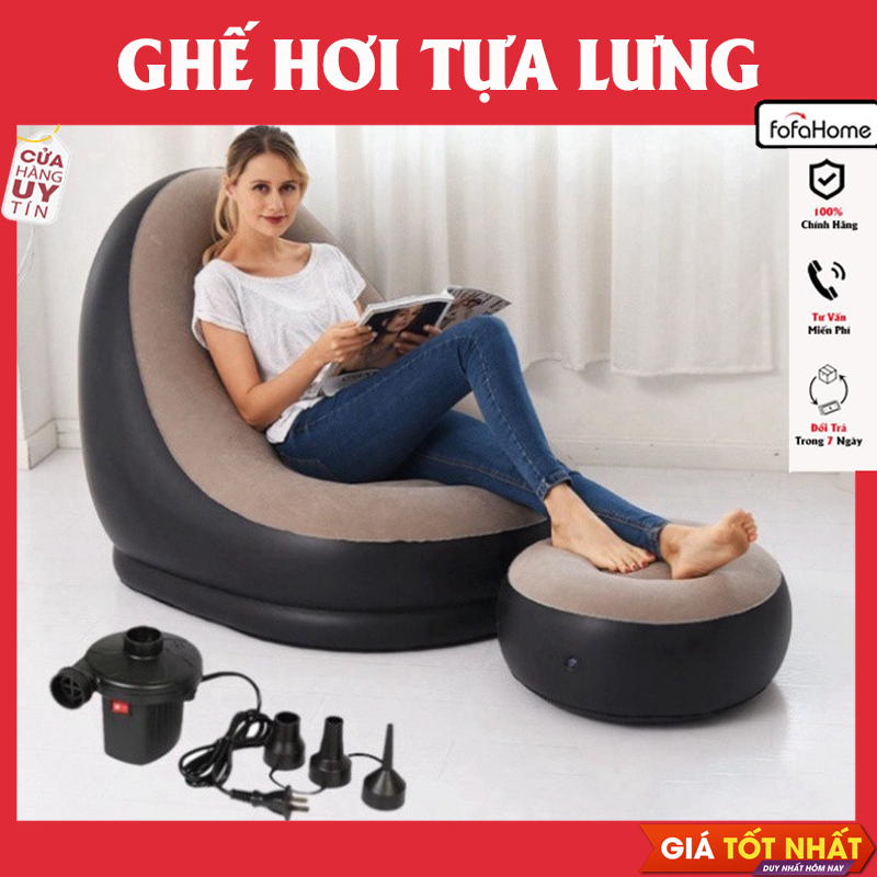 Ghế Hơi Tựa Lưng, Ghế Đệm Hơi Nội Thất Phòng Khách Cao Cấp, Kèm Bơm Điện 2 Chiều Ghế Lười Bơm Hơi Loại Cao Cấp Êm Ái
