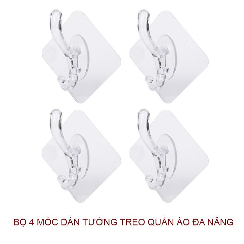 BỘ 4 MÓC TREO QUẦN ÁO ĐA NĂNG L1033N DÁN TƯỜNG LOẠI NHỎ