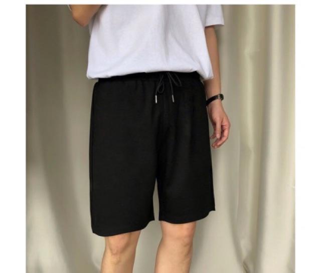 Quần Short Thun Đen Trơn UNISEX - chất cotton co dãn 