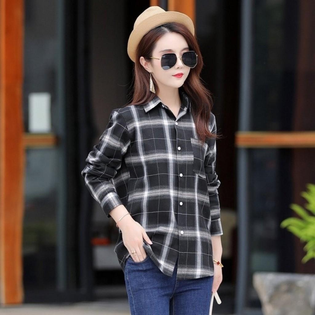 Áo Sơ Mi Nữ Caro Trà Sữa FC01 Thời Trang TOP FASHION SHOP Chất Vải Cao Cấp Không Nhăn Không Xù Chuẩn Phong Cách