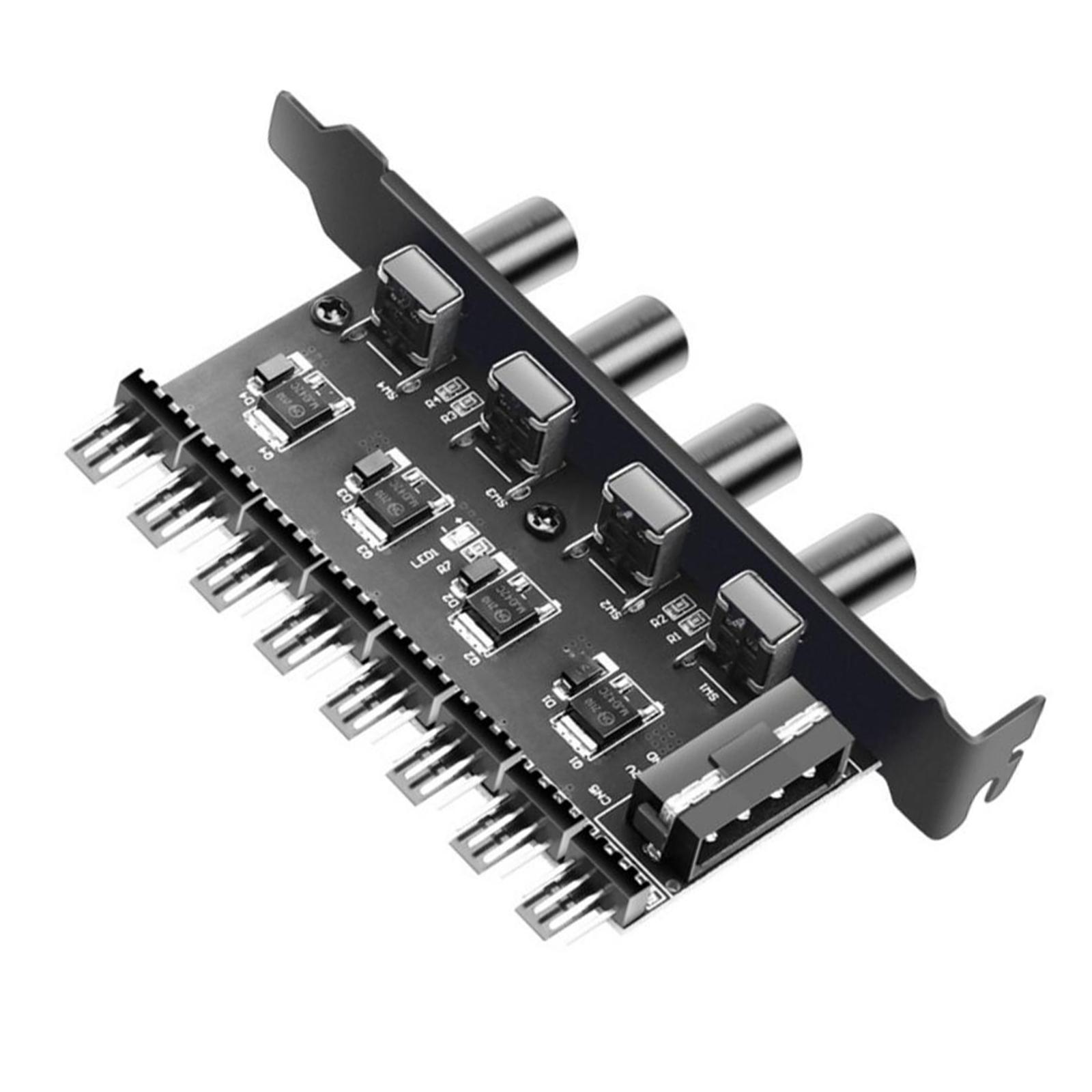 8 Way PC Case Cooling Fan Hub PC Fan Hub for PC Case Chassis Computer Adapter Regulator Splitter