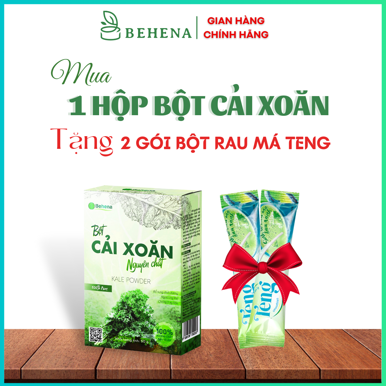Bột rau cải xoăn kale Behena hữu cơ sấy lạnh nguyên chất cho bé ăn dặm hộp 50g
