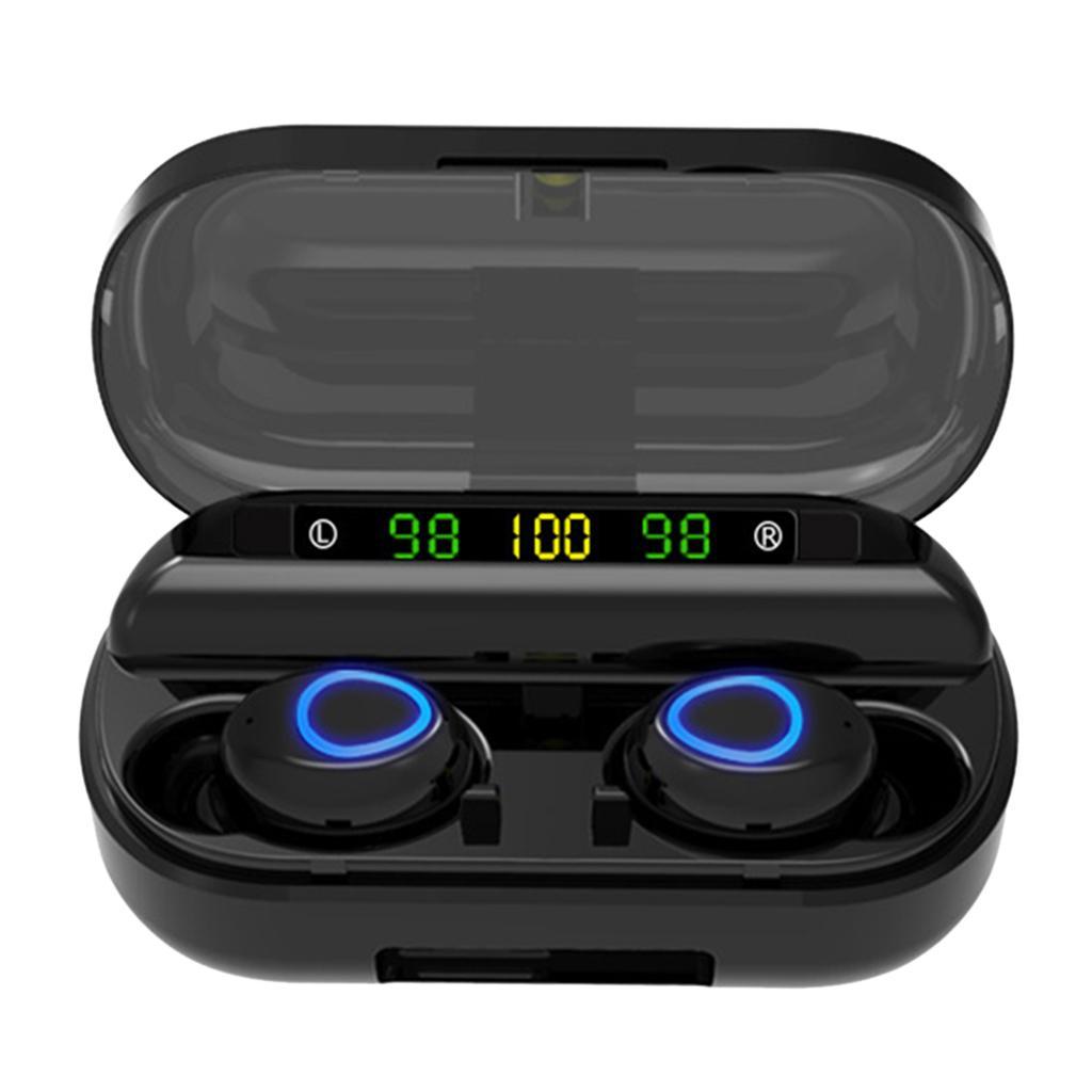 V10 V5.0 Wireless Touch Control LED Display Earphone Black