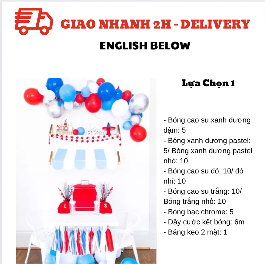 Bộ bóng trang trí Quốc Khánh Mỹ - 4 of July combo qkm17