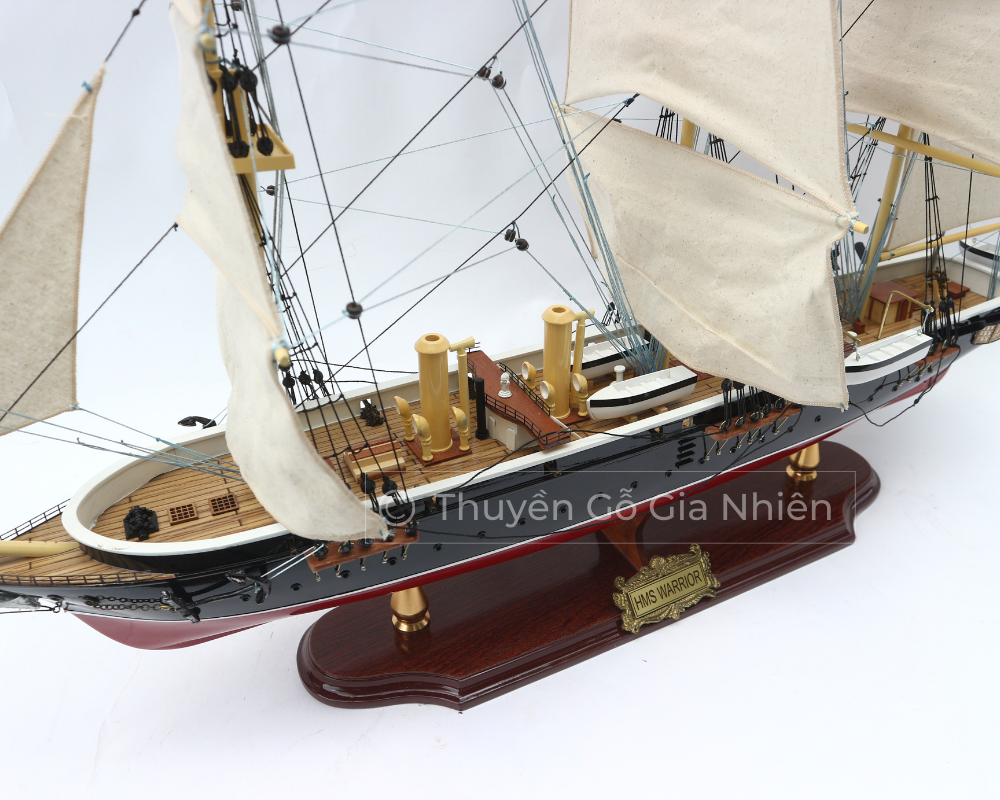 Mô Hình Thuyền Gỗ Phong Thủy Dạng Thuyền Cổ HMS WARRIOR Chính Hãng Hàng Xuất Khẩu Chất Lượng Cao