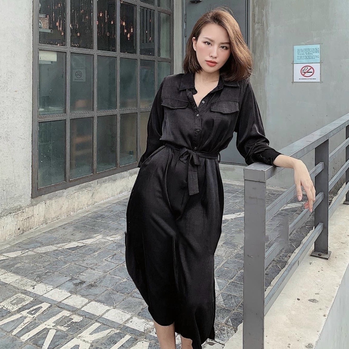 Đầm sơ mi suông túi hộp 3 màu